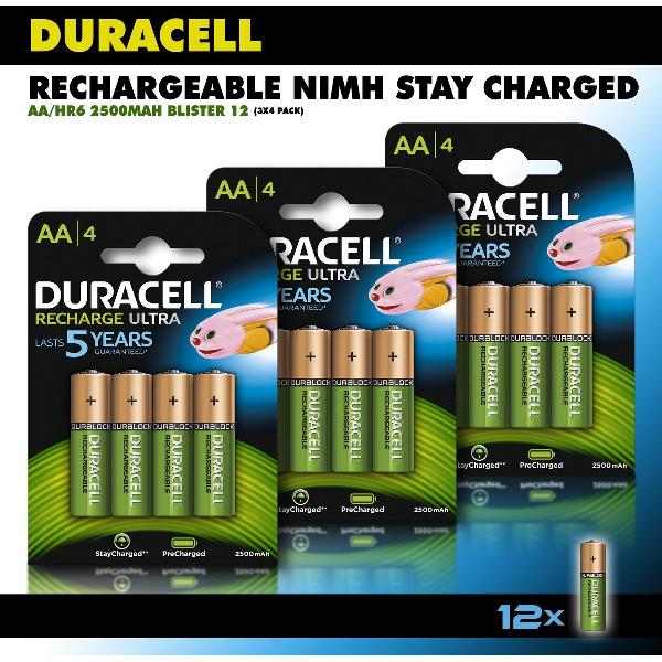 Duracell AA Oplaadbare Batterijen - 2500 mAh - 12 stuks