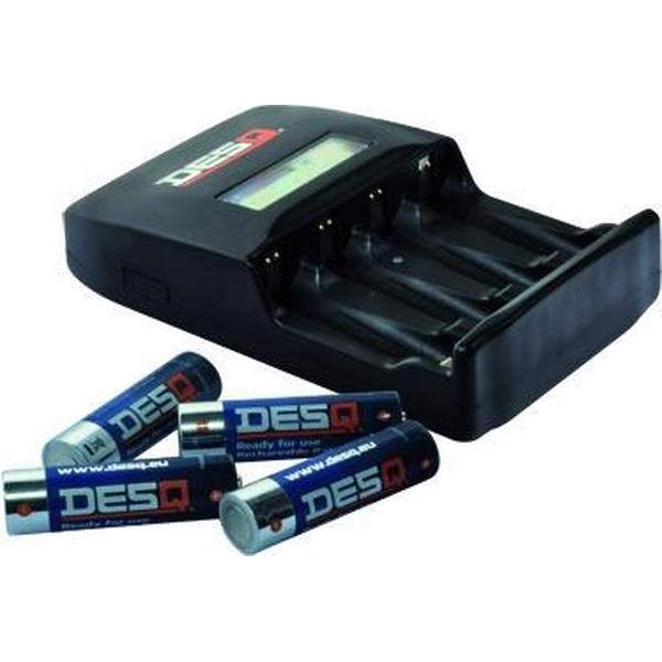 Desq LCD slimme 1 uurs batterij-snellader incl. 4 ready for use AA longlife batt. + 12v