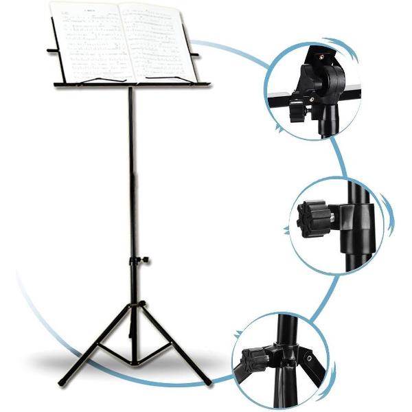 ForDig - Opklapbare Muziekstandaard - Lessenaar voor bladmuziek - Inclusief Tas met schouderband