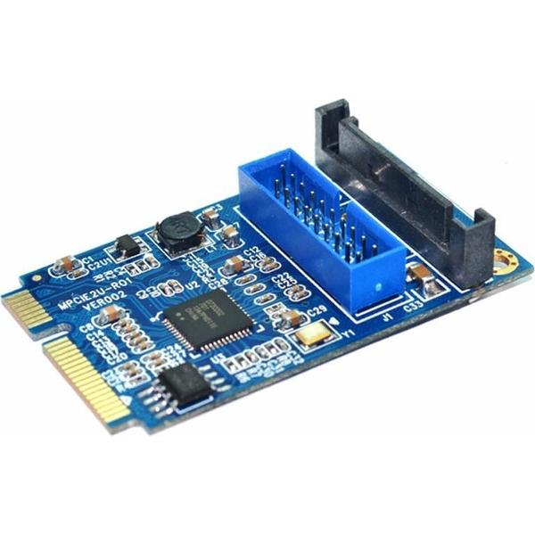 MINI PCI-E USB 3.0 Front 19 Pin Desktop PC uitbreidingskaart (blauw)