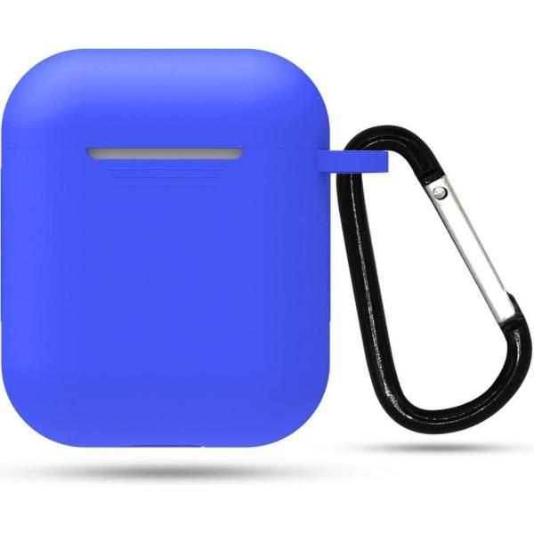 Siliconen case | geschikt voor airpods | karabijnhaak | blauw