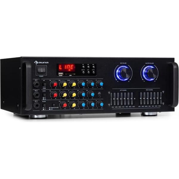 Amp-Pro BT PA-versterker 2x50 W RMS BT USB SD 2-kanaals 7-bands-equalizer