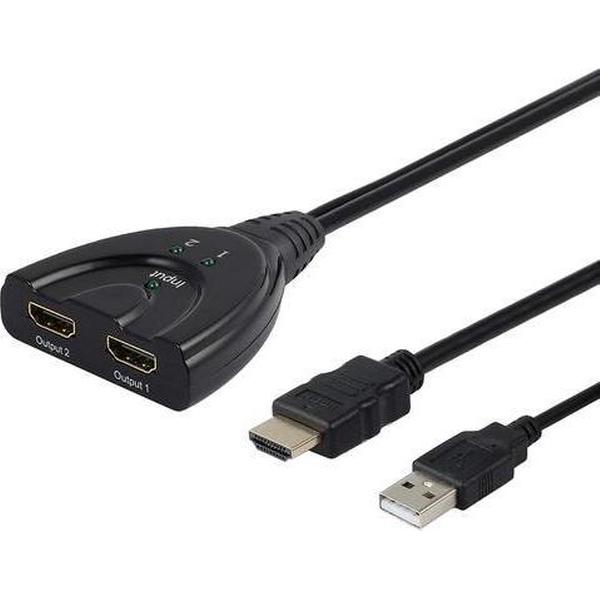 NÖRDIC SGM-104 HDMI splitter, 1 input naar 2 output, Zwart