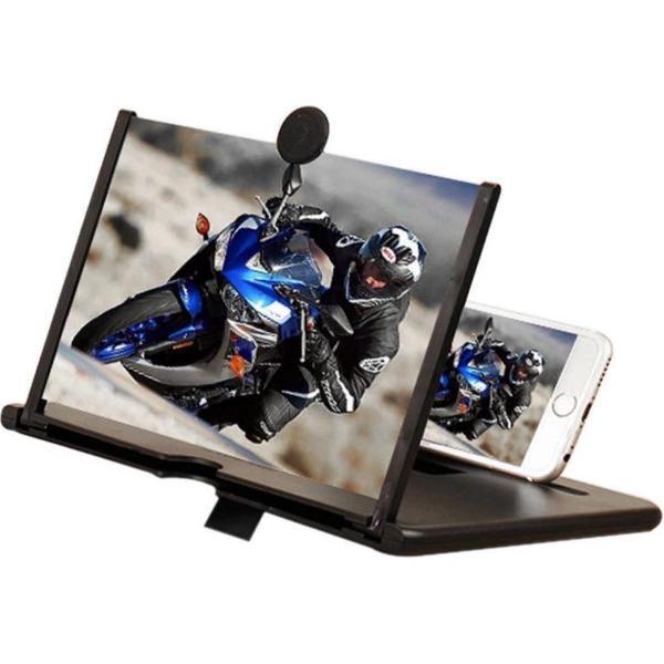 Telefoon Vergrootglas- Smartphone Vergrootscherm- 3D beeld- Zwart 12 Inch- Inclusief Smartphone ringhouder