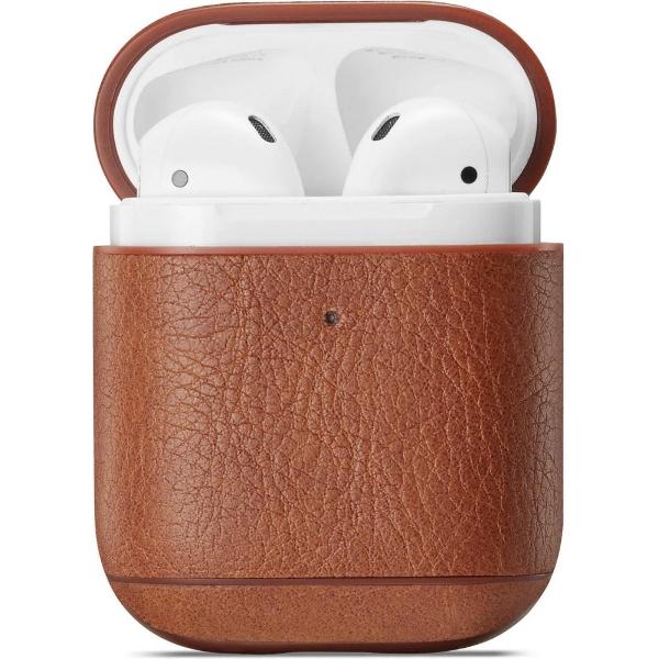 YPCd® Apple AirPods Hoesje - Bruin- PU leer Hard Case