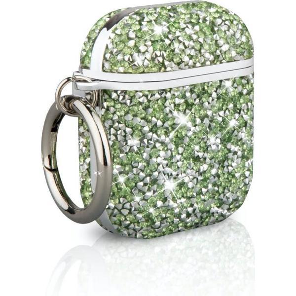 Casies Crystal AirPods case - Luxe glitter hoesje - AirPods 1 & 2 - Shockproof - Groen