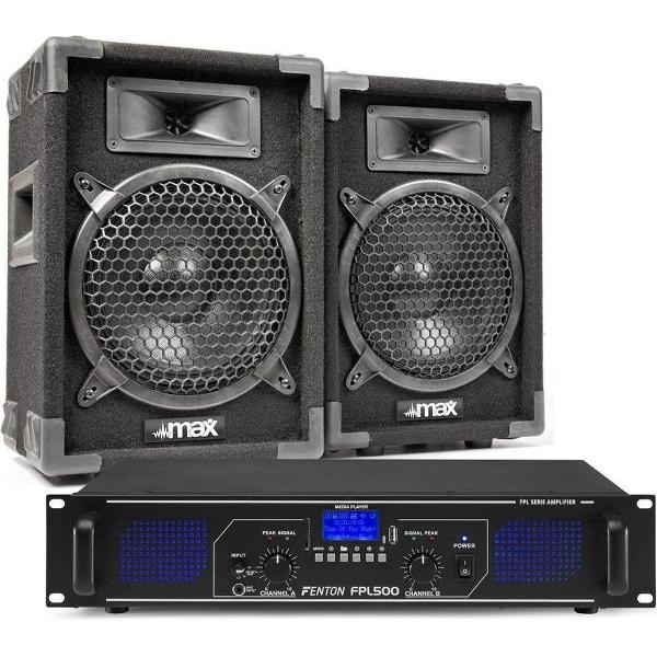 DJ geluidsinstallatie met Bluetooth - MAX8 DJ luidsprekers + Bluetooth versterker combinatie - 800W