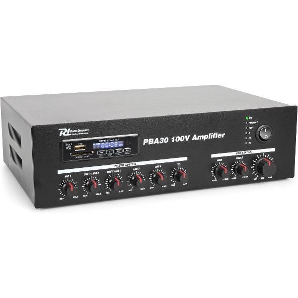100v versterker - Power Dynamics PBA30 - 30W 100 volt versterker met Bluetooth, radio & USB SD speler