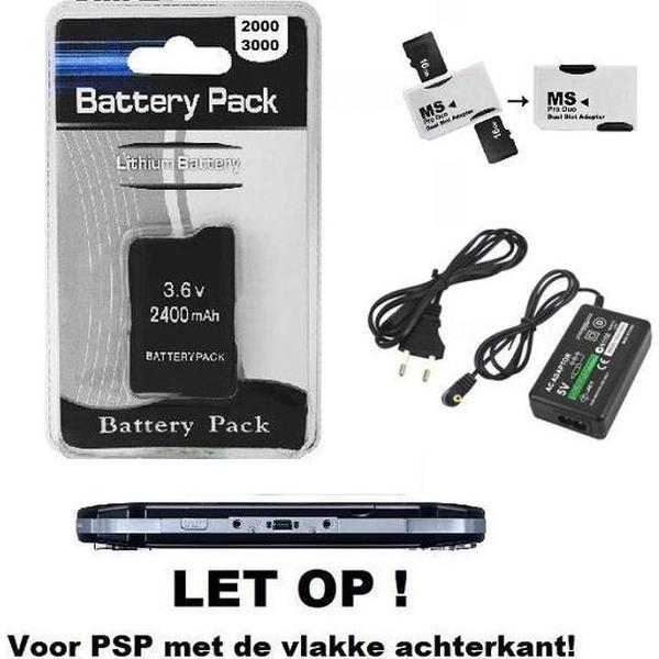 PSP 2000 / 3000 STARTSET 1x batterij + oplader + kaart adapter