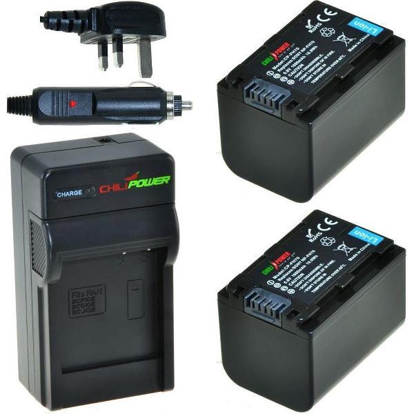 ChiliPower 2 x NP-FH70 accu's voor Sony - Charger Kit + car-charger - UK versie