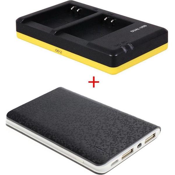 Huismerk Powerpakket Deluxe: EN-EL23 duo oplader + 8000mAh Powerbank voor 2 Nikon accu's EN-EL23