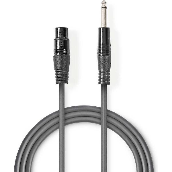 Nedis XLR (v) - 6,35mm Jack mono (m) audiokabel - 10 meter