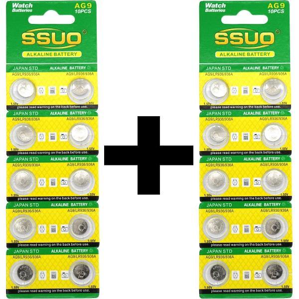 Horloge batterijen , 20 stuks op 2 kaarten. - AG9 knoopcel Batterij - 1+1 Gratis - 20x