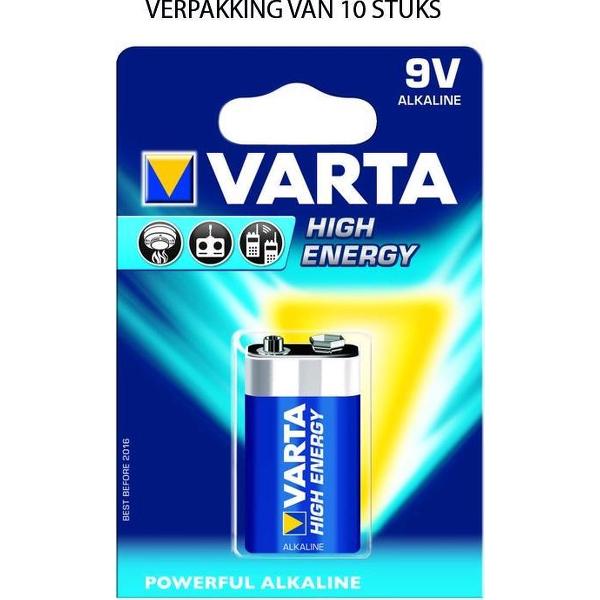 10 stuks Varta - Batterij - Blok E - High Energy Alkaline - 9 Volt