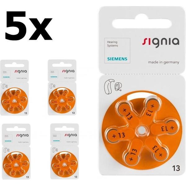 30 Stuks (5 Blister a 6st) Siemens Signia 13MF Hg 0% Gehoorapparaat batterijen 1.45V