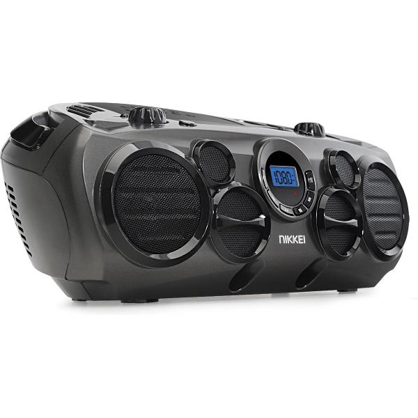 Nikkei NPRC90AT - Draagbare Boombox 10 Watt met CD-speler, Radio, MP3, USB-poort en Aux-in - Zwart/Antraciet
