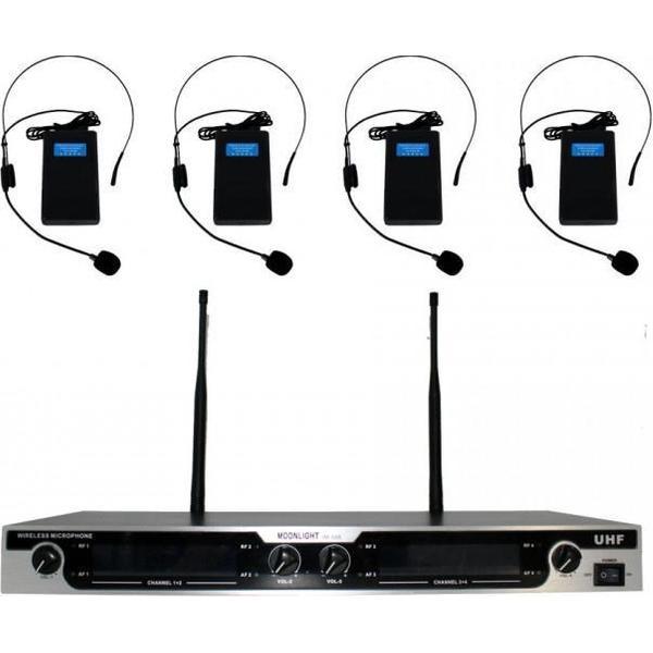 Draadloze microfoonset (4 headset microfoon)