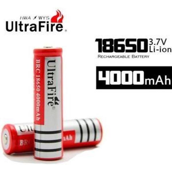 2x Ultrafire 18650 3.7V 4000mAh Rechargeable Lithium Battery - Red