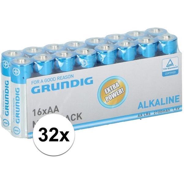 Grundig R06 AA batterijen 1.5 volt 32 stuks - Alkaline batterijen - Voordeelpak