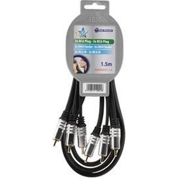 HQ 3x RCA - 3x RCA 1.5m 1.5m 3 x RCA 3 x RCA Zwart composiet videokabels
