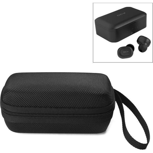 Draagbare nylon schokbestendige Bluetooth-oortelefoon-opbergtas voor QCY T1, met handvat, afmetingen: 115 x 55 x 50 mm