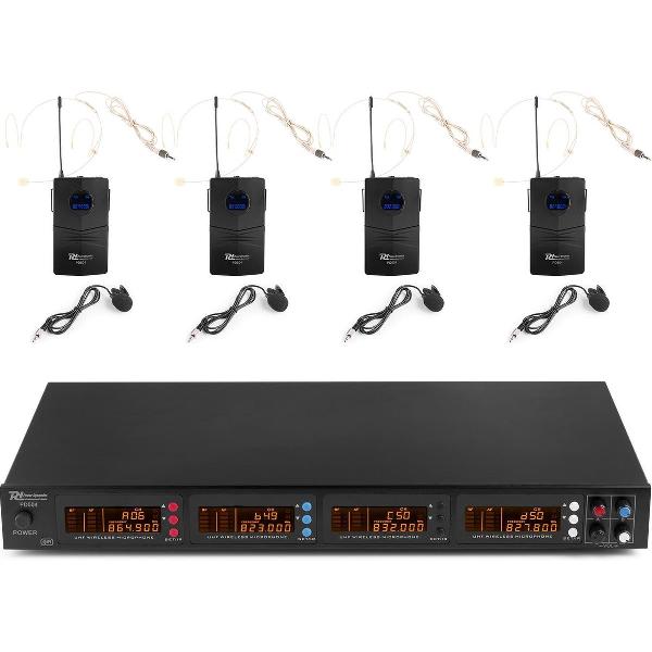 Draadloze microfoon (headsets) - Power Dynamics PD504B draadloos microfoon systeem met 4