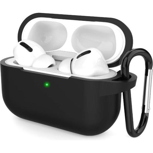 Apple Airpods Pro hoesje - Premium Siliconen beschermhoes met opdruk - 3.0 mm - Zwart