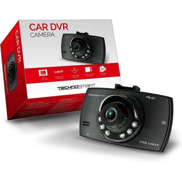 TECHNOSMART Dashcam 1080P met beugel, Autocamera 90° groothoeklens, Geïntegreerde microfoon en luidspreker, Spiegelcamera met bewegingsmelder