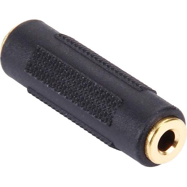 Vergulde 3,5 mm female jack naar 3,5 mm female jack audio-adapter (zwart)