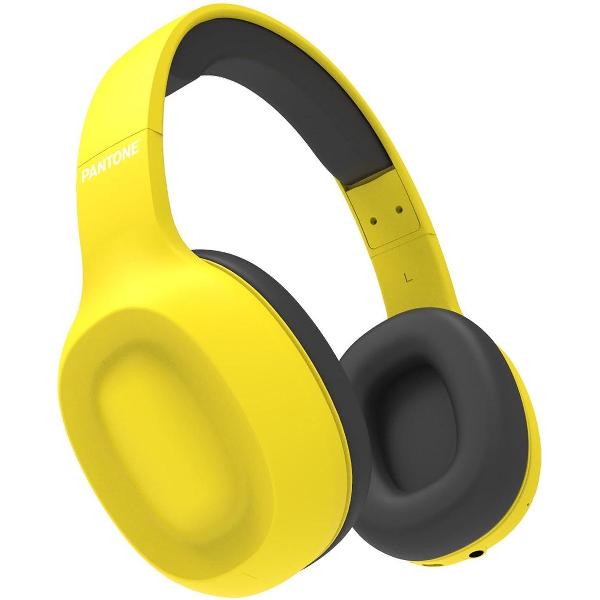 Pantone PT-WH002Y hoofdtelefoon/headset Hoofdband 3,5mm-connector Micro-USB Bluetooth Zwart, Geel