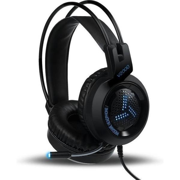 HAMTOD V2000 korte microfoon dubbele 3,5 mm + USB-interface bedrade gaming-headset, kabellengte: 2,1 m