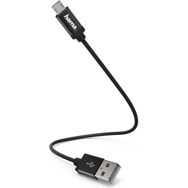 Hama Oplaad-/gegevenskabel Micro-USB 0,2 M Zwart