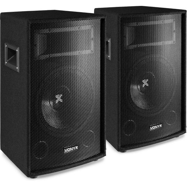 Speakers - Vonyx SL12 speakerset - Set van twee 12 boxen van 600W voor disco feestjes en DJ's - Setvermogen 1200W maximaal