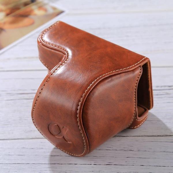 Full Body Camera PU lederen tas met riem voor Sony - Bruin