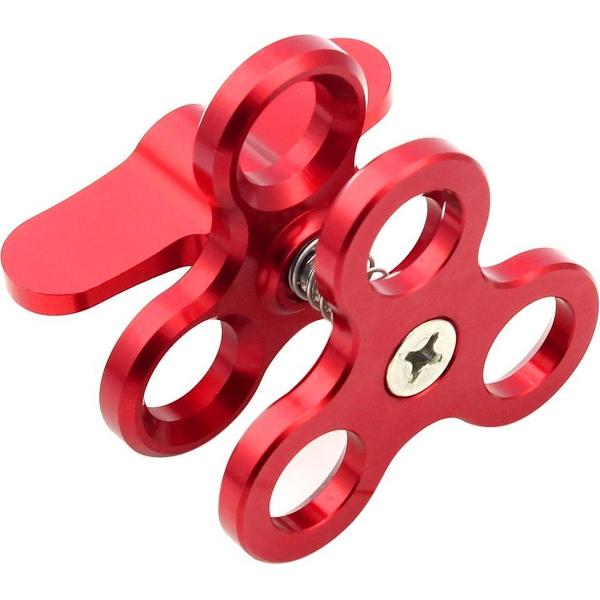 PULUZ Triple Ball Clamp Close Hole Duikcamera Beugel CNC Aluminium Spring Zaklamp Klem voor Duiken Onderwater Fotografie Systeem (Rood)