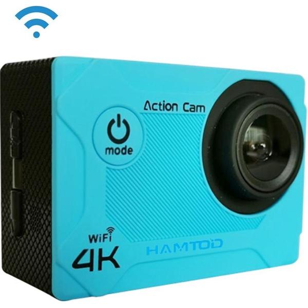 HAMTOD S9 UHD 4K WiFi sportcamera met waterdichte behuizing, Generalplus 4247, 2,0 inch LCD-scherm, 170 graden groothoeklens (blauw)