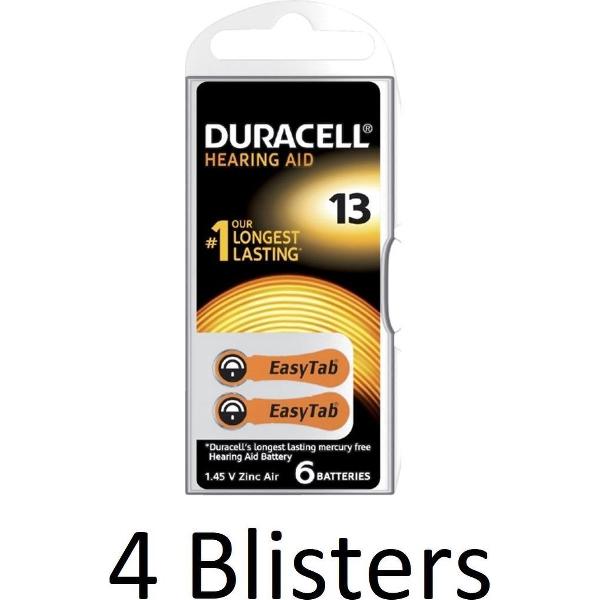 24 Stuks (4 Blisters a 6 st) duracell Batterij da13 hearing aid