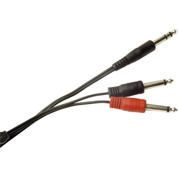 6,35mm Jack stereo - 2x 6,35mm Jack mono kabel - 2 meter