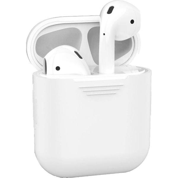 Hoes voor Apple AirPods Hoesje Siliconen Case Cover - Wit