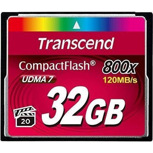 Transcend flashgeheugens 32GB 800x CompactFlash (Premium)