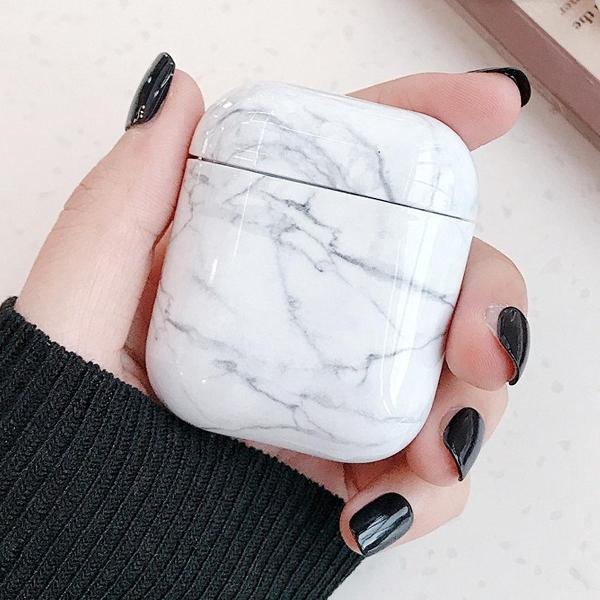 By Qubix - AirPods 1/2 hoesje Marble series - hard case - Marble wit - Schokbestendig - AirPods hoesjes