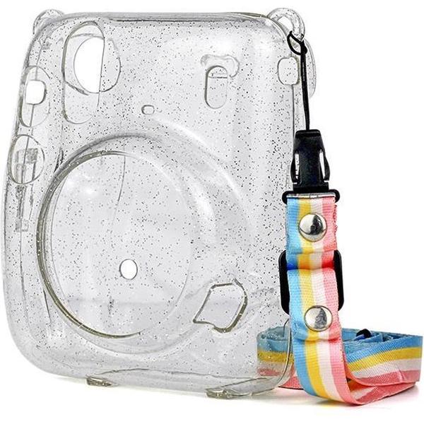 Case voor Fujifilm Instax Mini 11 – Hoesje met Draagriem – Transparant Glitter