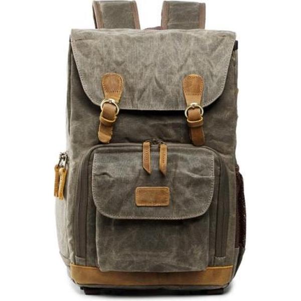 Batik Canvas Waterdichte Fotografie Tas Outdoor Slijtvaste Grote Camera Foto Rugzak Mannen voor Nikon / Canon / Sony / Fujifilm (Legergroen)