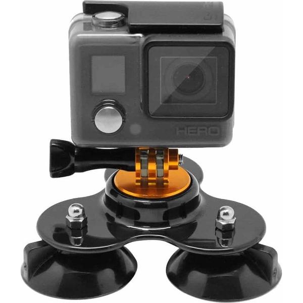 Triangel Richting Zuignapbevestiging met statiefbevestiging + handgreepschroef voor GoPro NIEUWE HERO / HERO6 / 5/5 sessie / 4 sessie / 4/3 + / 3/2/1, Xiaoyi en andere actiecamera's (goud)
