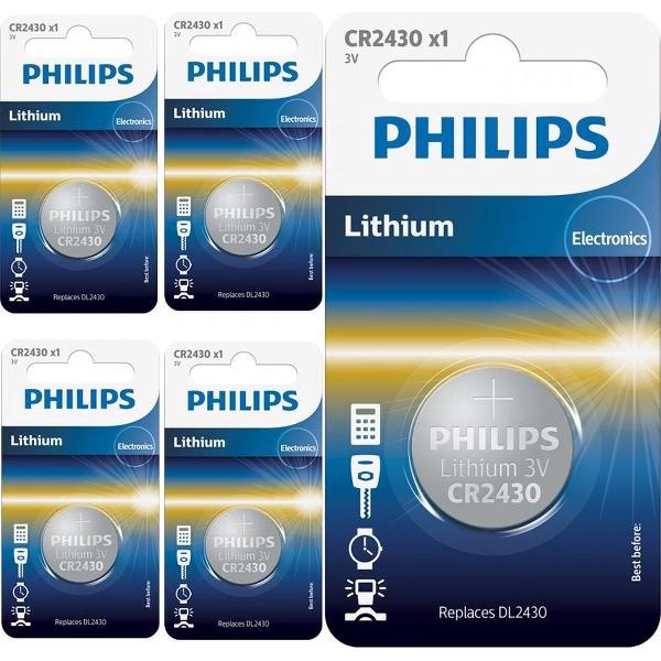 5 Stuks - Philips CR2430 3v lithium knoopcelbatterij