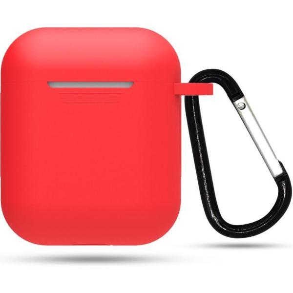 Siliconen case | geschikt voor airpods | karabijnhaak | rood