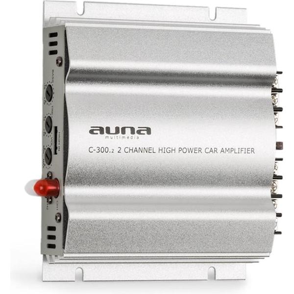 auna C300.2 - 2-kanaals-auto-eindversterker - traploos instelbare 2-bands equalizer - 200W RMS - zilver