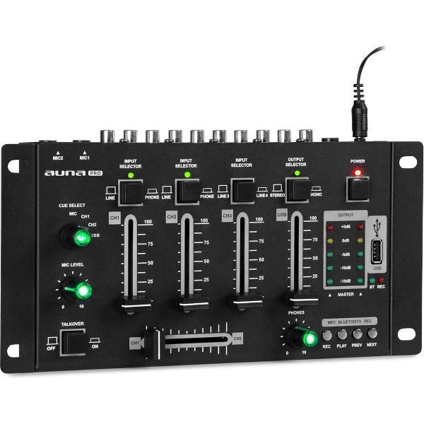 Amnesia 4-kanaals mixer mengpaneel BT USB MP3 2xmicro zwart