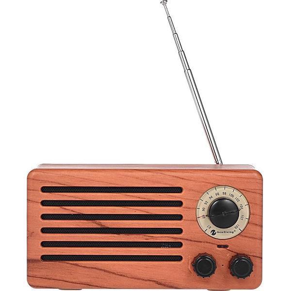 GadgetBay NR-3013 Mini Houten textuur Retro FM Radio Draadloze Bluetooth Speaker - Houtkleur Lichtbruin