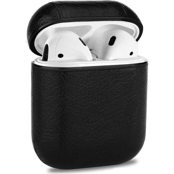 Airpods 2 | Airpods 1 cover case hoesje - leer - AirPods case - Zwart